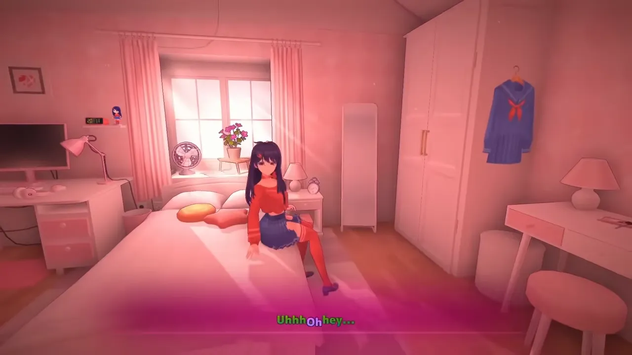 Mita sitting in the bedroom in MiSide Zero Alpha 0.72